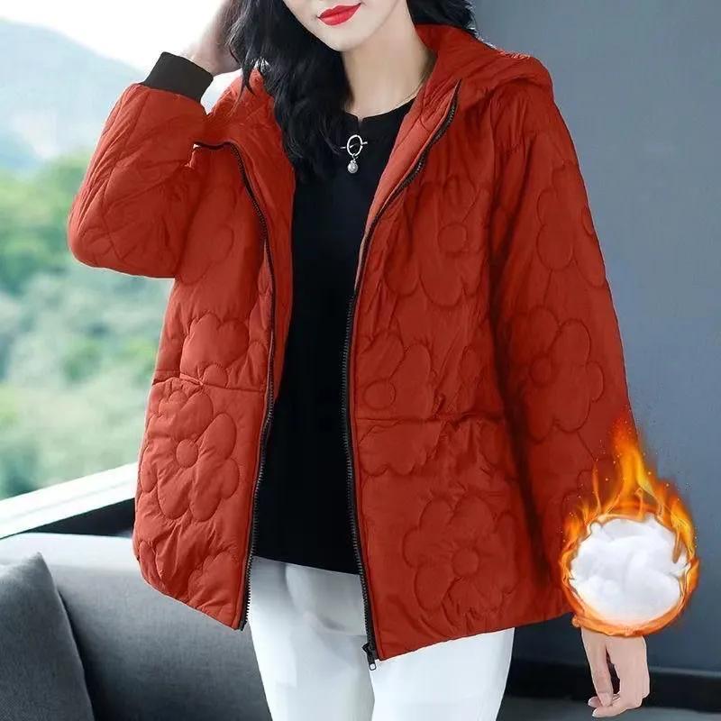 

Temperament Plus Size Padded Jacket Ladies Winter Thickened Warm Fashion Padded Jacket Hooded Loose Padded Jacket S помаранчевий