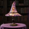 Yousheng Buntglas Hexenhut Lampe, USB-betriebenes Nachtlicht, Handgefertigte Harz-Buntglas Schreibtischlampe, Halloween Gothic Dekor für Schlafzimmer
