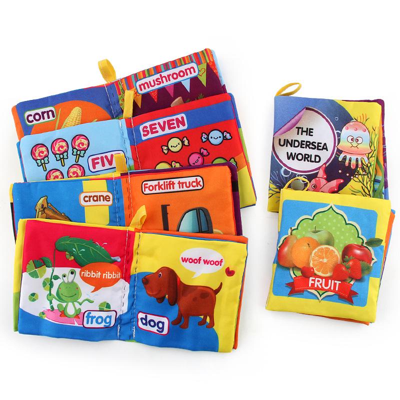Baby Cloth Book, Baby Science And Education Enlightenment Palm Book English Marine Animals Fruits And Vegetables Cognitive Toys