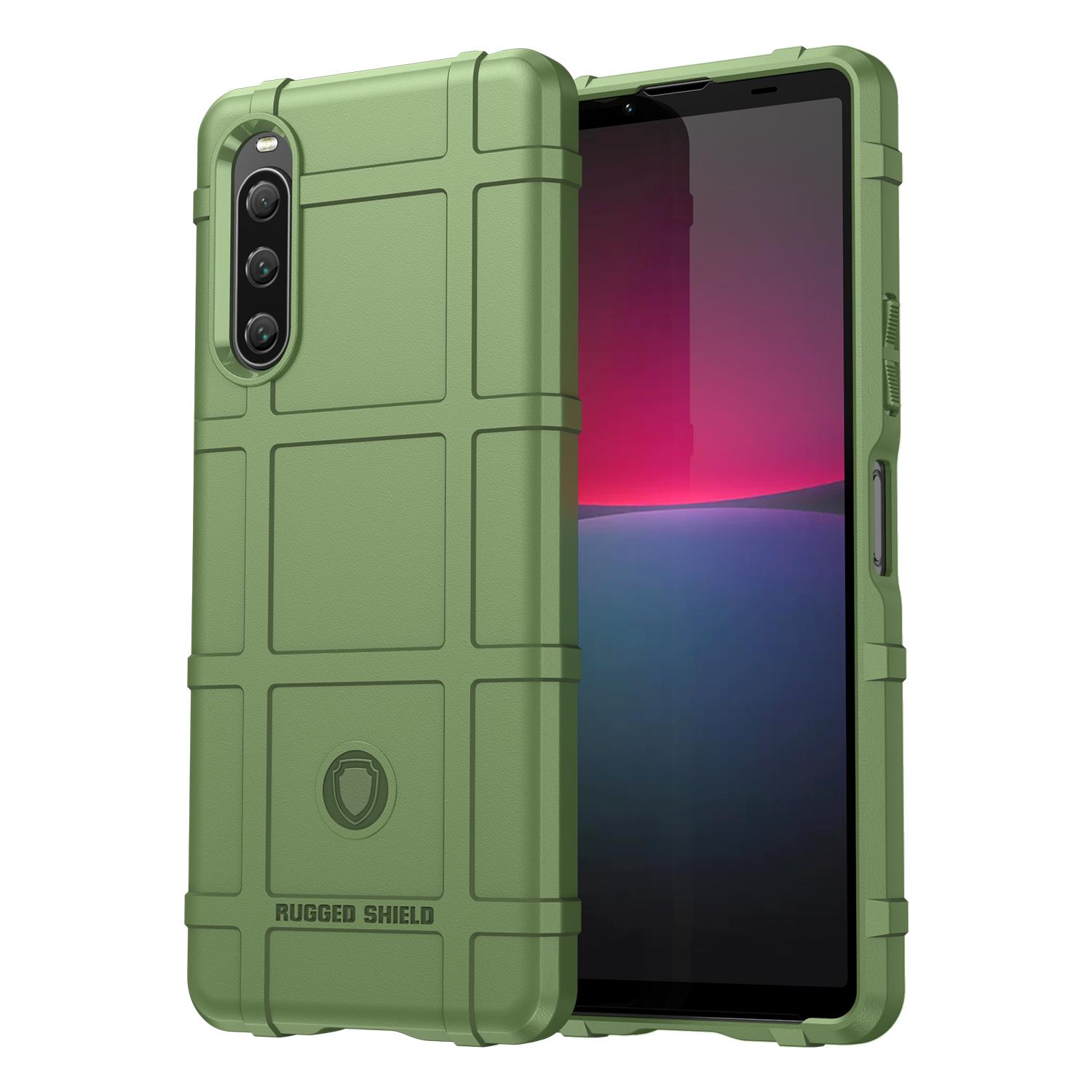 

For Sony Xperia 10 V Soft TPU Phone Case Rugged Square Grid Texture Scratch Resistant Protective Cover Green