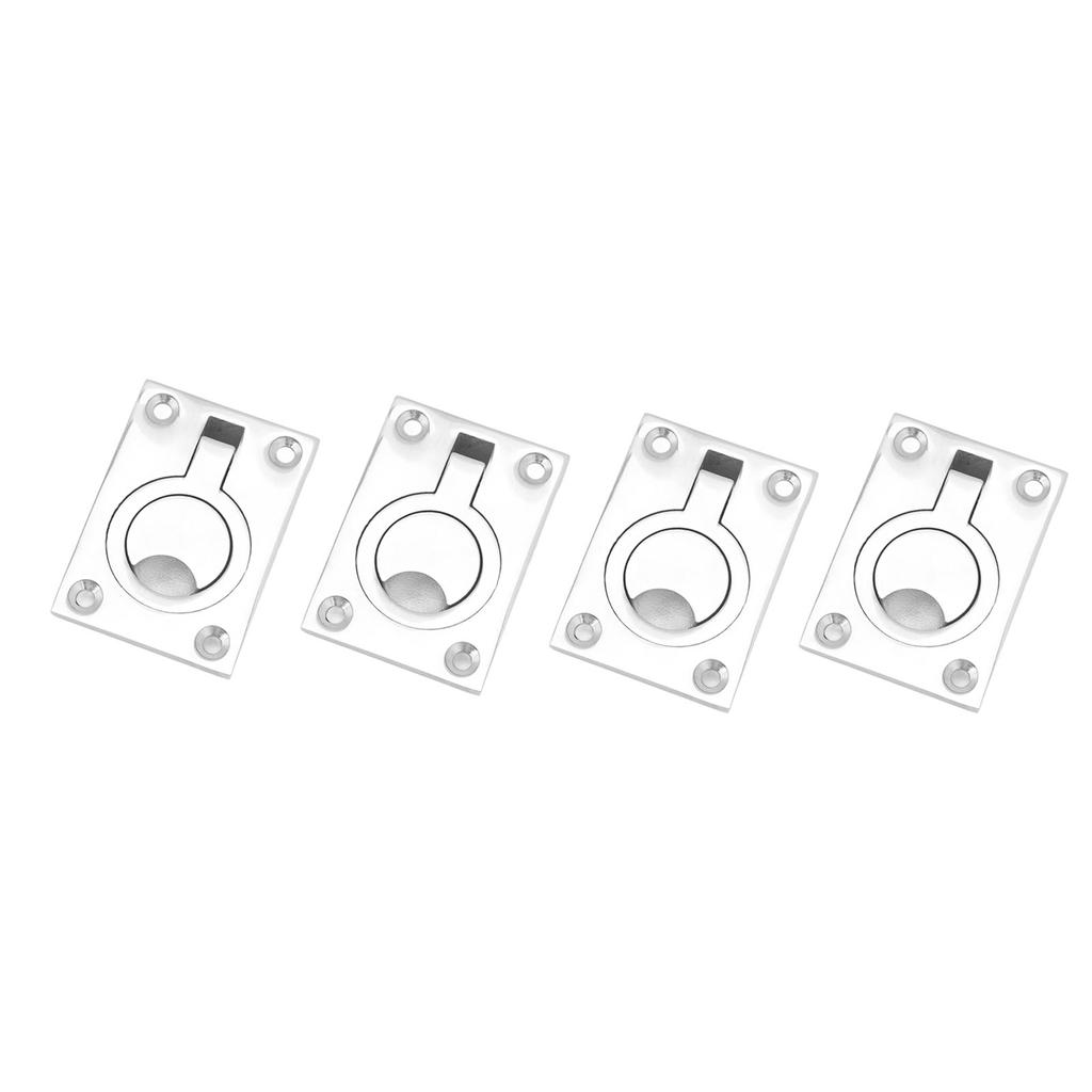4 Pcs 63x44mm Square Flush Pull Ring Handles 316 Stainless Steel Hidden Recessed Hatch Locker Cabinet Handle