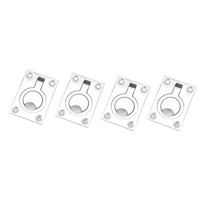 4 Pièces 63x44mm Poignées Anneau Carrées à Tirage Affleurant Acier Inoxydable 316 Cachées Encastrées Trappe Casier Armoire