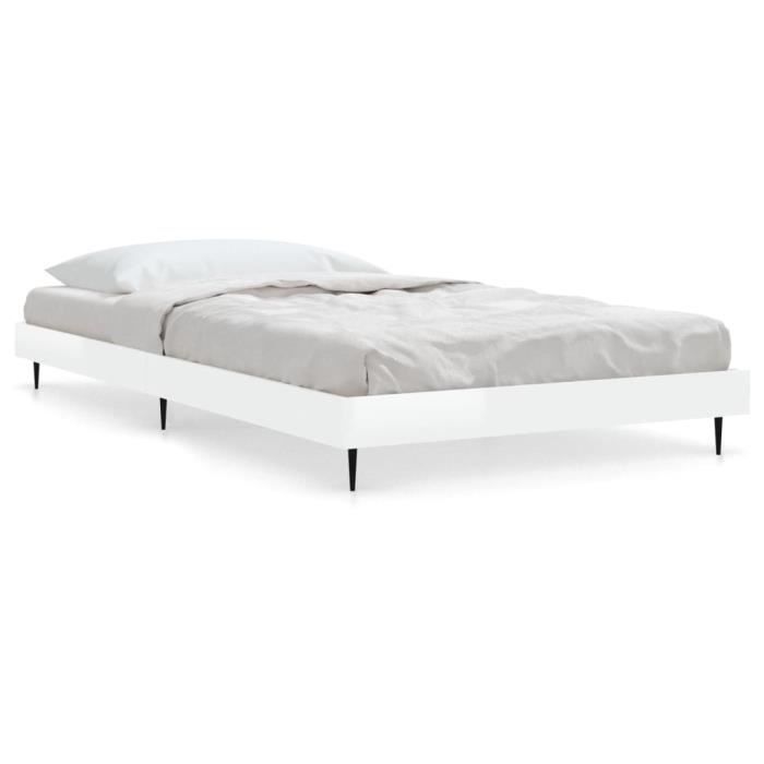 VidaXL Bed Frames White High Gloss 90x200 Cm Engineered Wood 832271