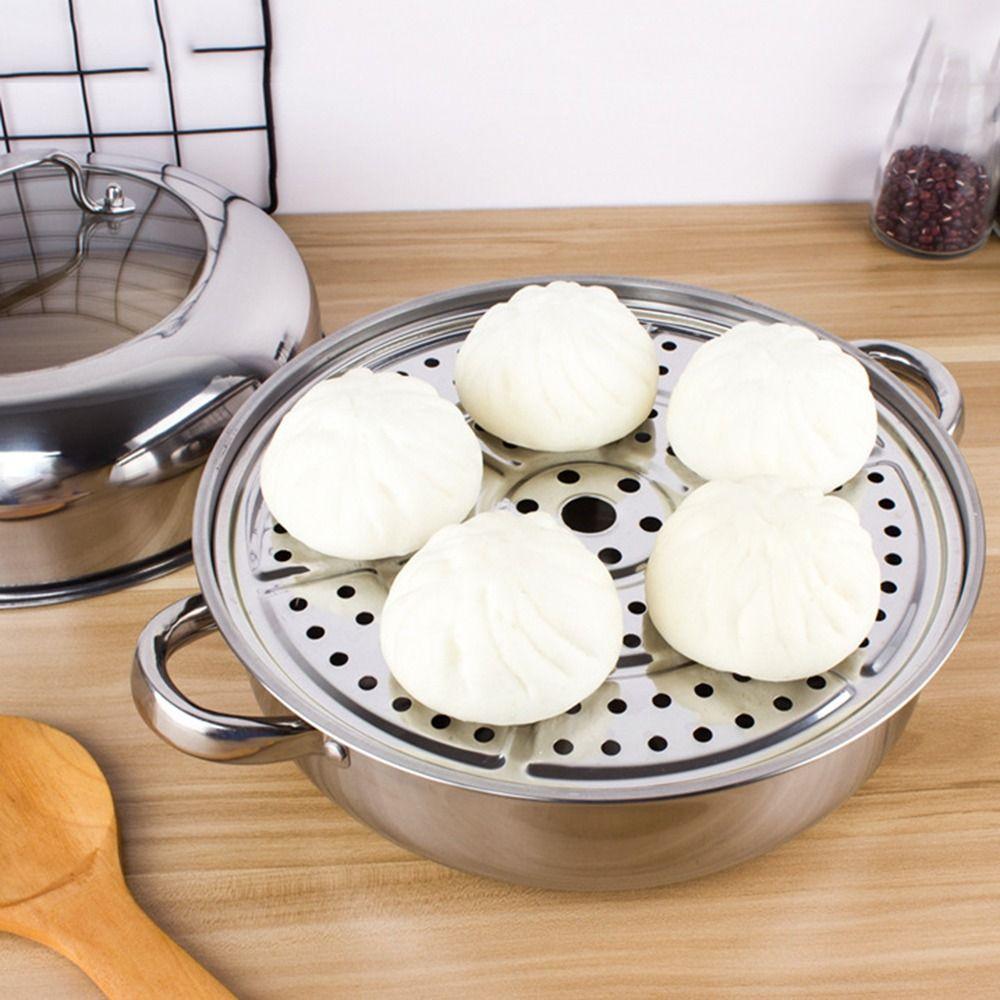Stainless Steel Vegetable Steamer Pan Set 1/2/3-Layer Transparent Steaming Cookware Glass Lid Stacktable Food Veg Cooker Pot