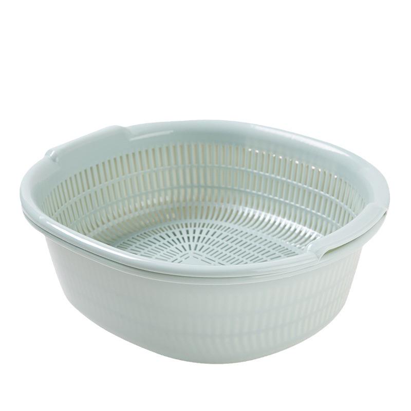 Double-Layer Plastic Drain Basket: Enlarged Kitchen Basin & Fruit Plate