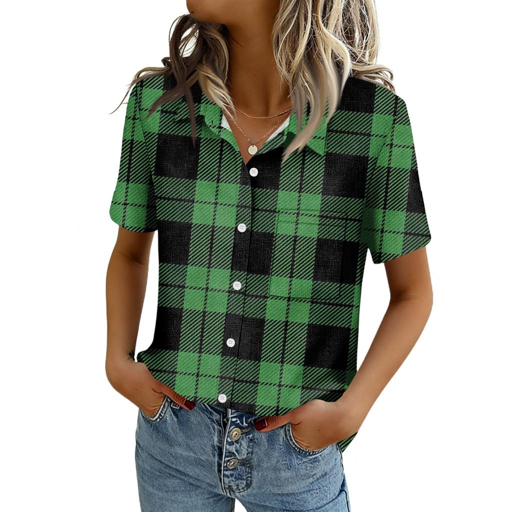 Women Blouses Short Sleeve Button Down Shirts Business Casual Dressy Work Tops Summer Spring Clothes