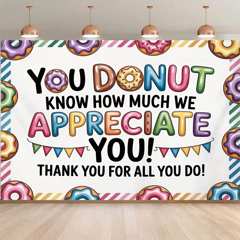 2D Thank You for All You Do Donut Theme Background 47.2x31.5inch/120*80cm