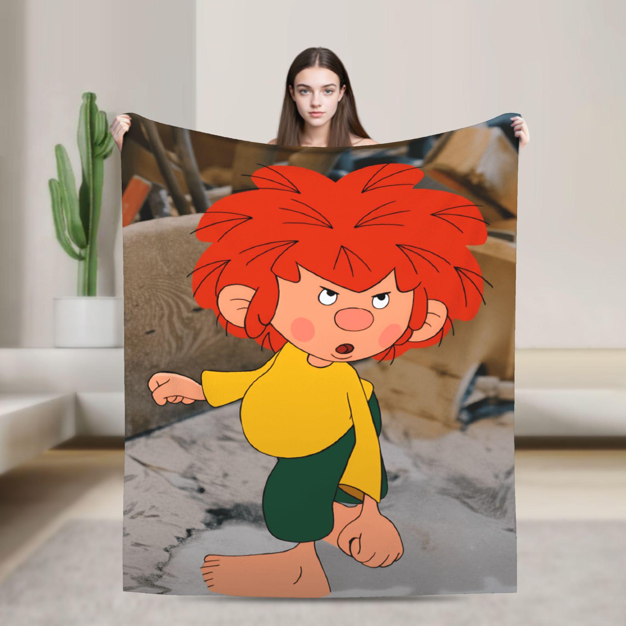 P-Pumuckl Flannel Blanket Winter Soft Warm Throw Blanket for Kids Bedroom Novelty Bedspread Sofa Bed Cover 75x90cm