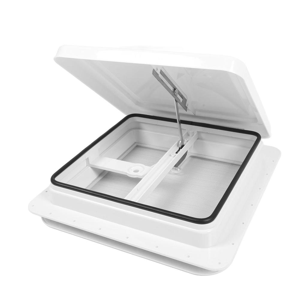 14-calowy wywietrznik dachowy RV z białą pokrywą i ekranem ze stali nierdzewnej, wywietrznik na dach przyczepy kempingowej