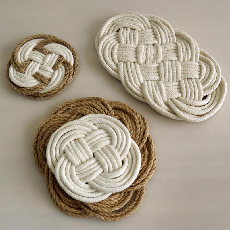 1Pc Cotton Linen Rope Woven Kitchen Dinner Table Placemat Insulation Pad Cup Coaster Home Decor