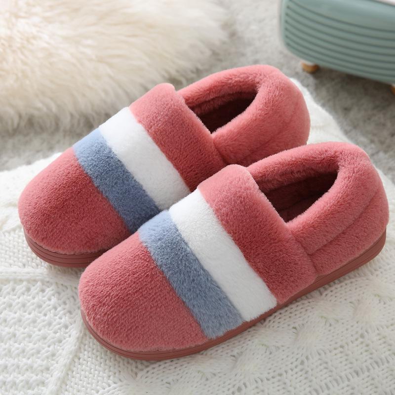 

Мужские и женские нескользящие домашние зимние тапочки с мехом и толстой подошвой — теплые хлопковые каблуки leather; 36-37 красный