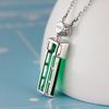925 Silver Plated Emerald Color Gemstone Necklace for Women with 18K White Gold Pendant Jewelry