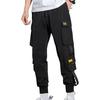 Men Cargo Pants Multi Pockets Solid Color Strap Decor Loose Drawstring Elastic Waist Plus Size Daily Wear Streetwear Long Work Trousers Outdoor