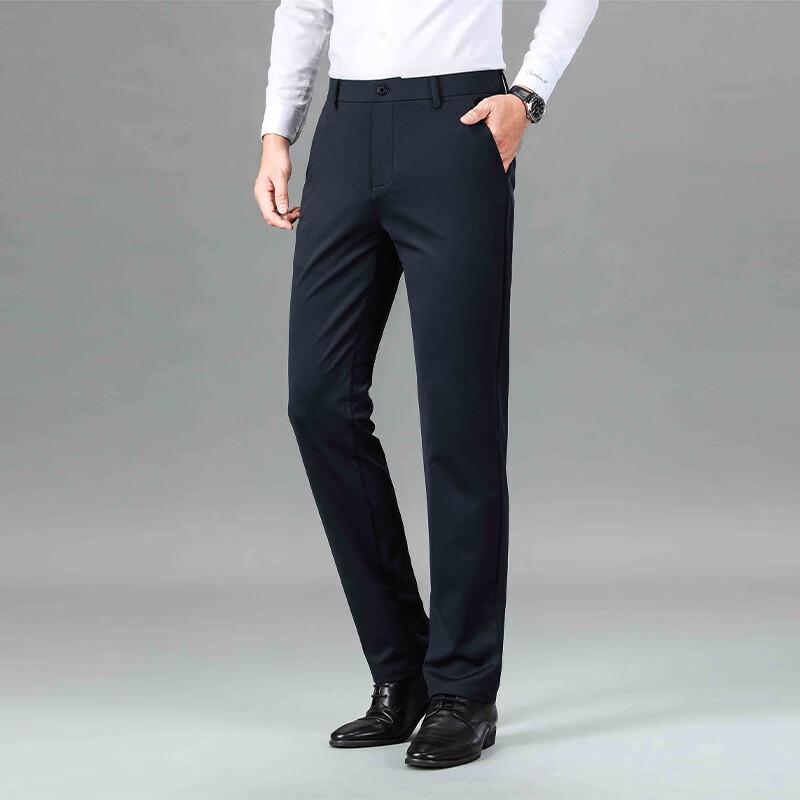 ROMON Men's Thickened Business Casual Straight Leg Pants