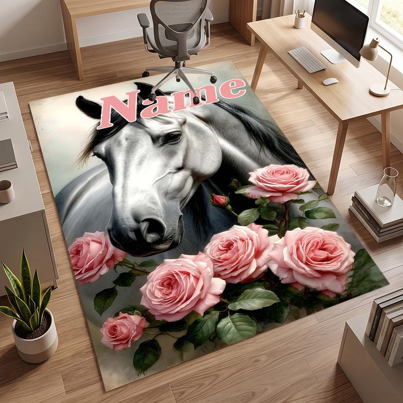vivid horse (5) Personalized name Office Carpet Stylish Decor for Living Room Bedroom Kitchen