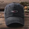 Vintage Letter Print Denim-Style Cotton Blend Baseball Cap Men Women Wide Brim Flat Top Hat