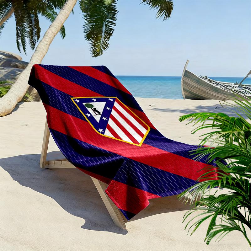 Atletico Madrid Logo Print Beach Towel, Large Soft Quick Dry Towel for Beach Camping Swimming