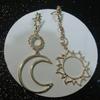 Women Stylish Sun Moon Asymmetric Earrings Simple Long Tassel Earrings