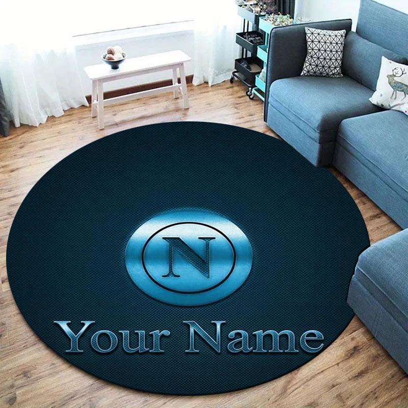 SSC Napoli Custom Name Round Area Rug,Carpet Rug for Living Room Bedroom Sofa Playroom Decor,Non-slip Floor Mat