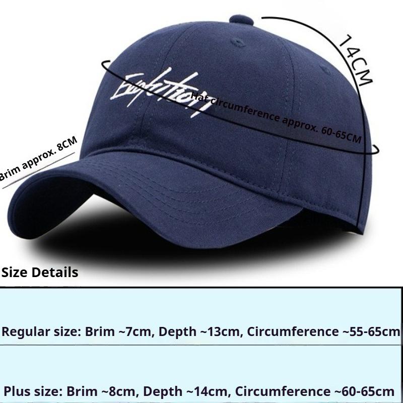 Cappellino da baseball taglia XXL 60-65 cm per esterni, unisex, con corona morbida profonda, cappellino visiera d'anatra snellente, cappello alla moda con ricamo regolabile