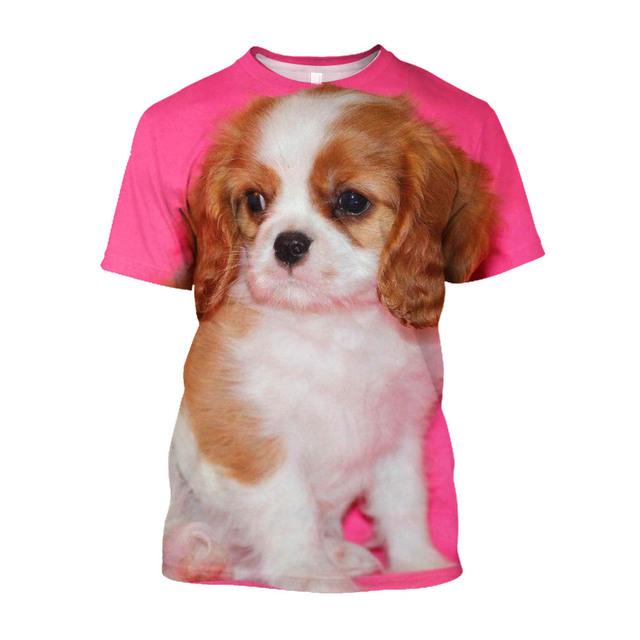 3D Puppy Dog Printed T-shirty Men Oversized Baggy Cavalier King Charles Spaniel Graphic T Shirts Streetwear Cute Clothes