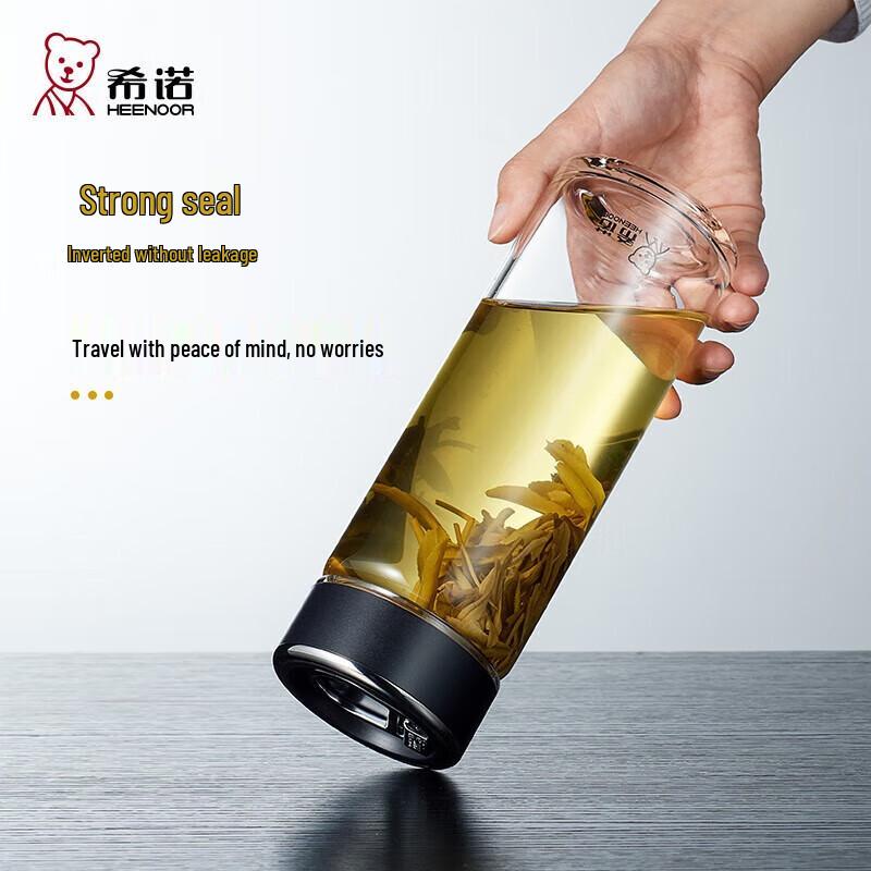 Heenoor Portable Glass Water Cup with Loop Handle