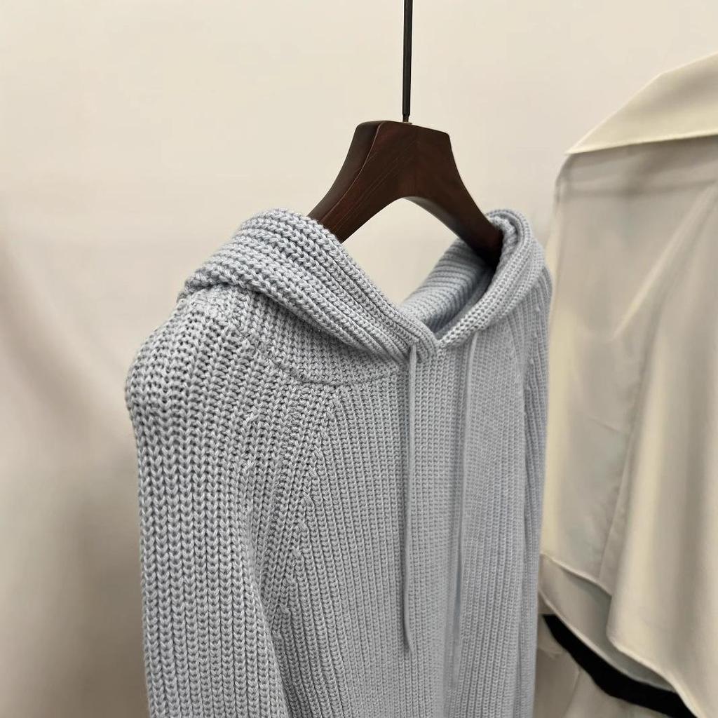 Fashionable Slim Fit Hooded Knit Sweater