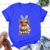 Hot Easter Day Unisex Short Sleeve Cow Happy Easter Print T Shirts Women Causal Harajuku Tops Funny T Shirt