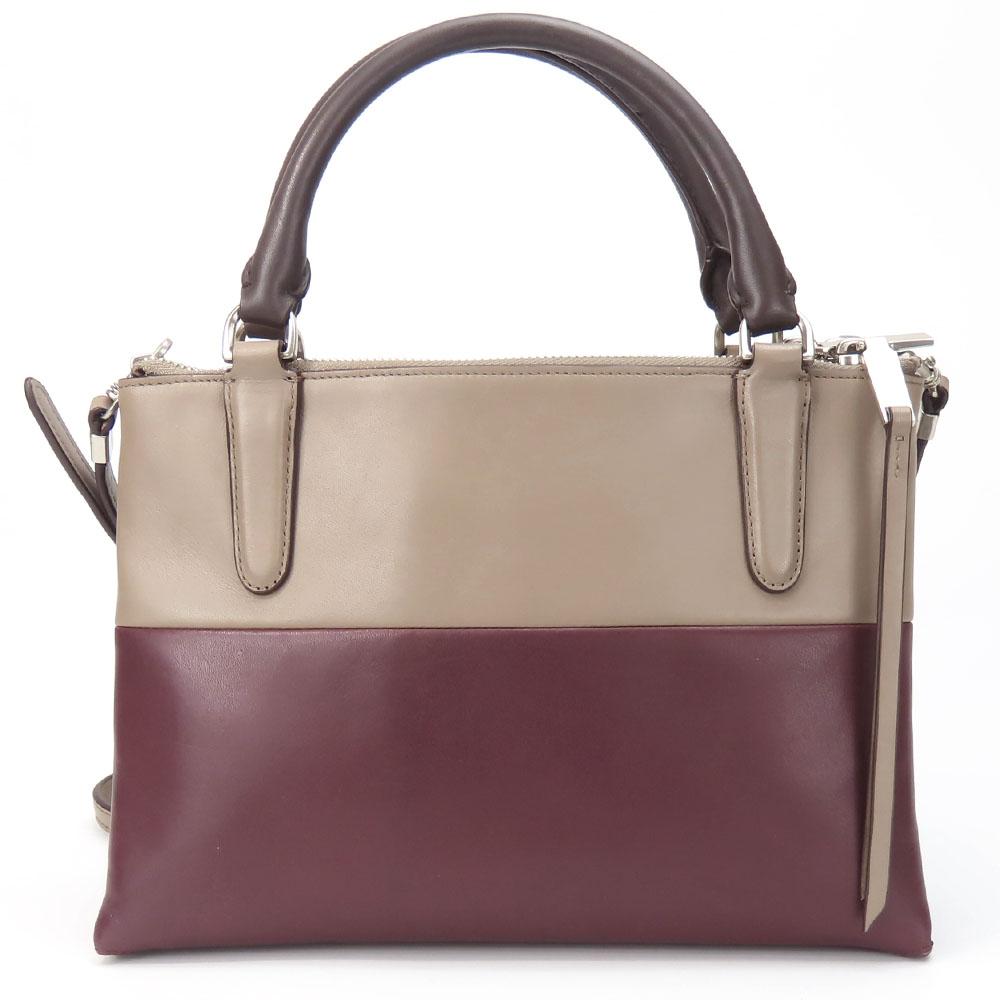Used COACH Shoulder Bag 32503 Mini Borough Leather Mocha Bordeaux Series 2WAY