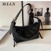 IELGY Retro Sweet Cool Style Fashionable All-Match Black Shoulder Armpit Bag