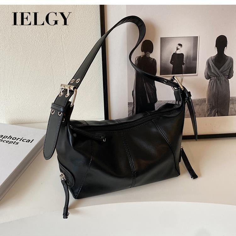 IELGY Retro Sweet Cool Style Fashionable All-Match Black Shoulder Armpit Bag