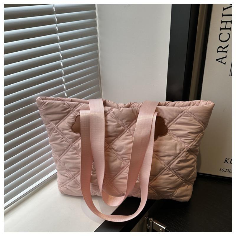 

Модная легкая хлопковая сумка для одежды женская дорожная ромбовидная сумка через плечо большой вместимости повседневная портативная сумка-тоут one size fits all розовый