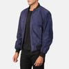 Bomber Stilvolle Motorrad Handgefertigt Herren Wildleder Blau Weiche Jacke Lammleder