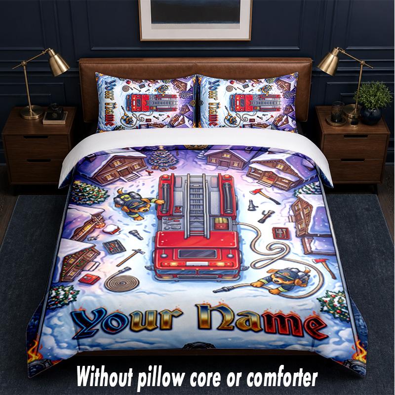 Forest Nature Theme Custom Text Or Name 3Pcs Bedding Set,1 Flat Sheet & 2 Pillowcases Personalized Home Bedding