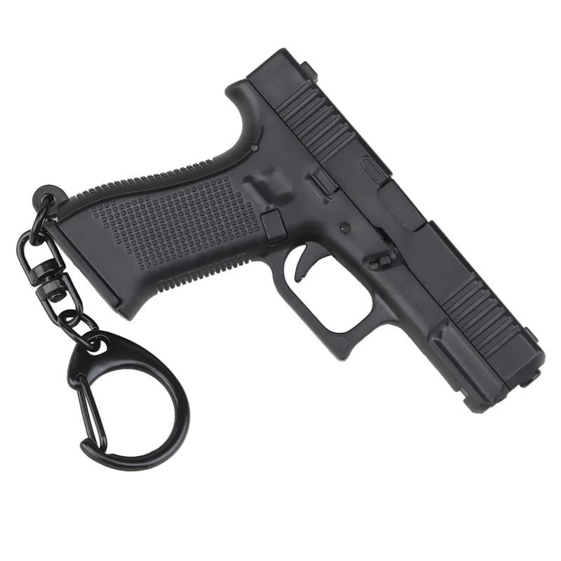 Pistolenförmiger Schlüsselanhänger-Anhänger Realistisches Modell Abnehmbares Magazin Miniatur-Pistolenmodell Geschenke zum Geburtstag Autoschlüsselanhänger für Männer