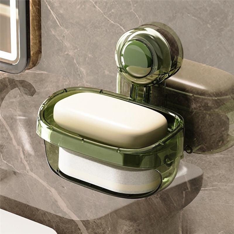 Feb.Suction Cup Wall Mounted Soap Holder Removable Bathroom Dish With Drain Water Movable Soap Box Bathroom Accessories C