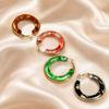 Low Saturation Minimalist Retro Round Hoop Earrings - Stainless Steel & Multi-color Resin