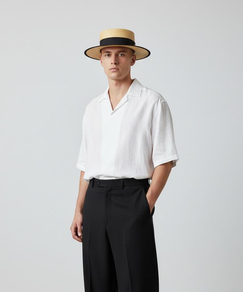 Yunibeosyeolkemiseuteuli Edge Taping Beige Long Panama Hat Panama Hat