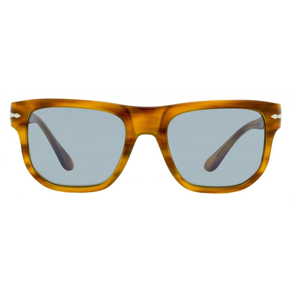 Persol Unisex Square Sunglasses Po3306s 960 56 Striped Brown  52mm 960 56