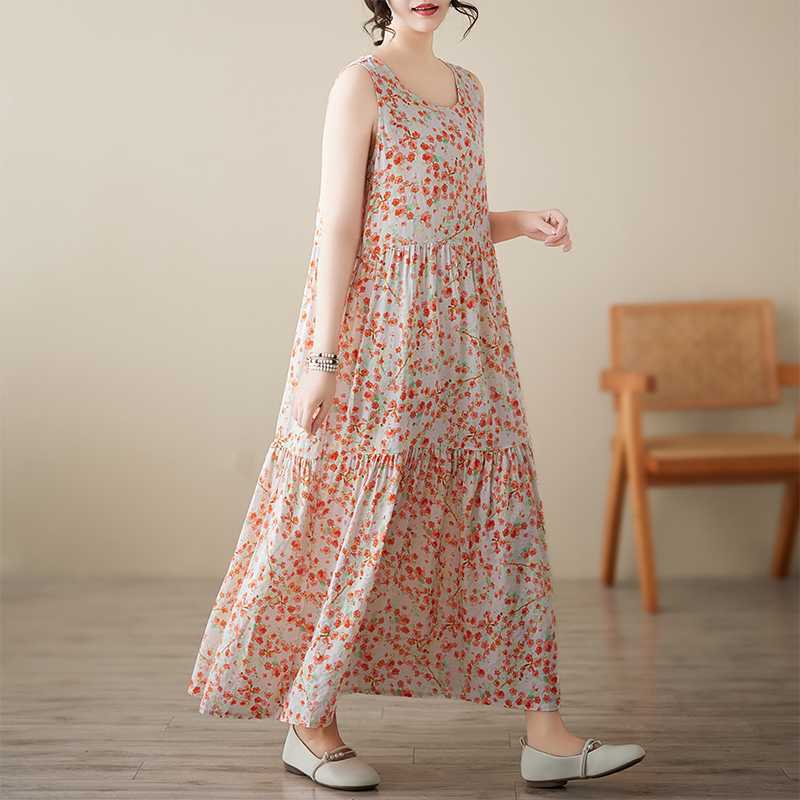 Summer Pullover Sleeveless Dress Loose Plus Size A-line Skirt