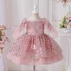 Girls' 2026 Formal Mesh Princess Dress with Big Bow and Puffy Skirt, Ideal for Runway and Performances.