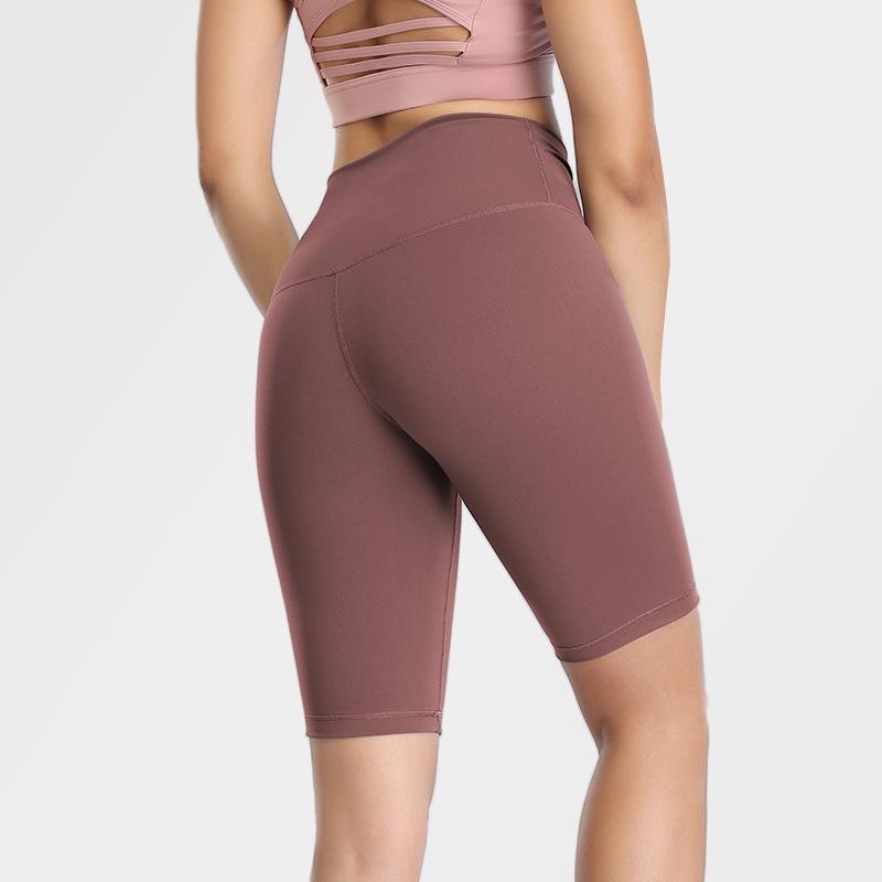 Women s High-Waist Peach Hip Yoga Shorts - Seamless Fitness & Running Tight (WA72) L