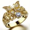 Exquisite and Elegant Butterfly Flower Ring for Women, Set with Bright Zircon Vintage Jewelry, Holiday Anniversary Party Gift