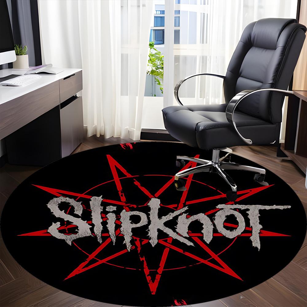 1 vnt. Slipknot grupės logotipas, apvalus biuro kilimas, neslystantis, minkštas ir patvarus biuro kilimas interjero dekoravimui, puikiai tinka biurui yy250915077