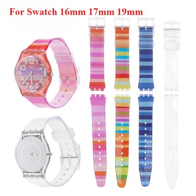 Řemínek k hodinkám PVC pásek pro Swatch 16 mm 17 mm 19 mm Příslušenství k hodinkám Soft Jelly Barva Vodotěsný Gumový náramek Náramek s nástrojem
