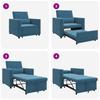 Extendable Single Sleeper Sofa with Wheels Blue Velvet
