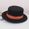 French fashion new autumn and winter versatile elegant retro flat top hat women's fashion woolen temperament personalized jazz hat