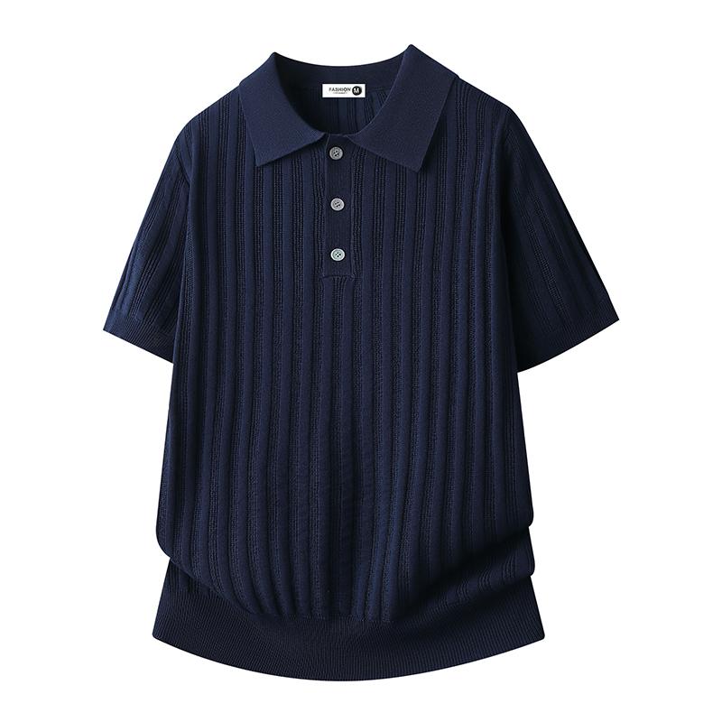 Ice Silk Knitted Short-sleeved Polo Shirt Men's POLO Shirt Lapel T-shirt Breathable Half-sleeve