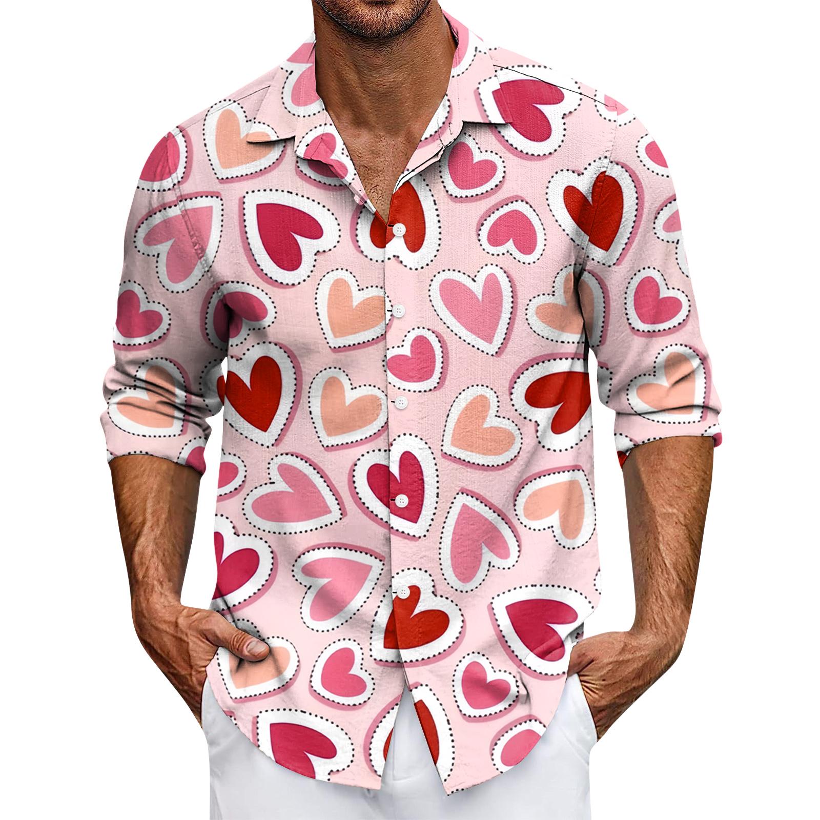 

Мужская повседневная рубашка с длинным рукавом на пуговицах L розовый