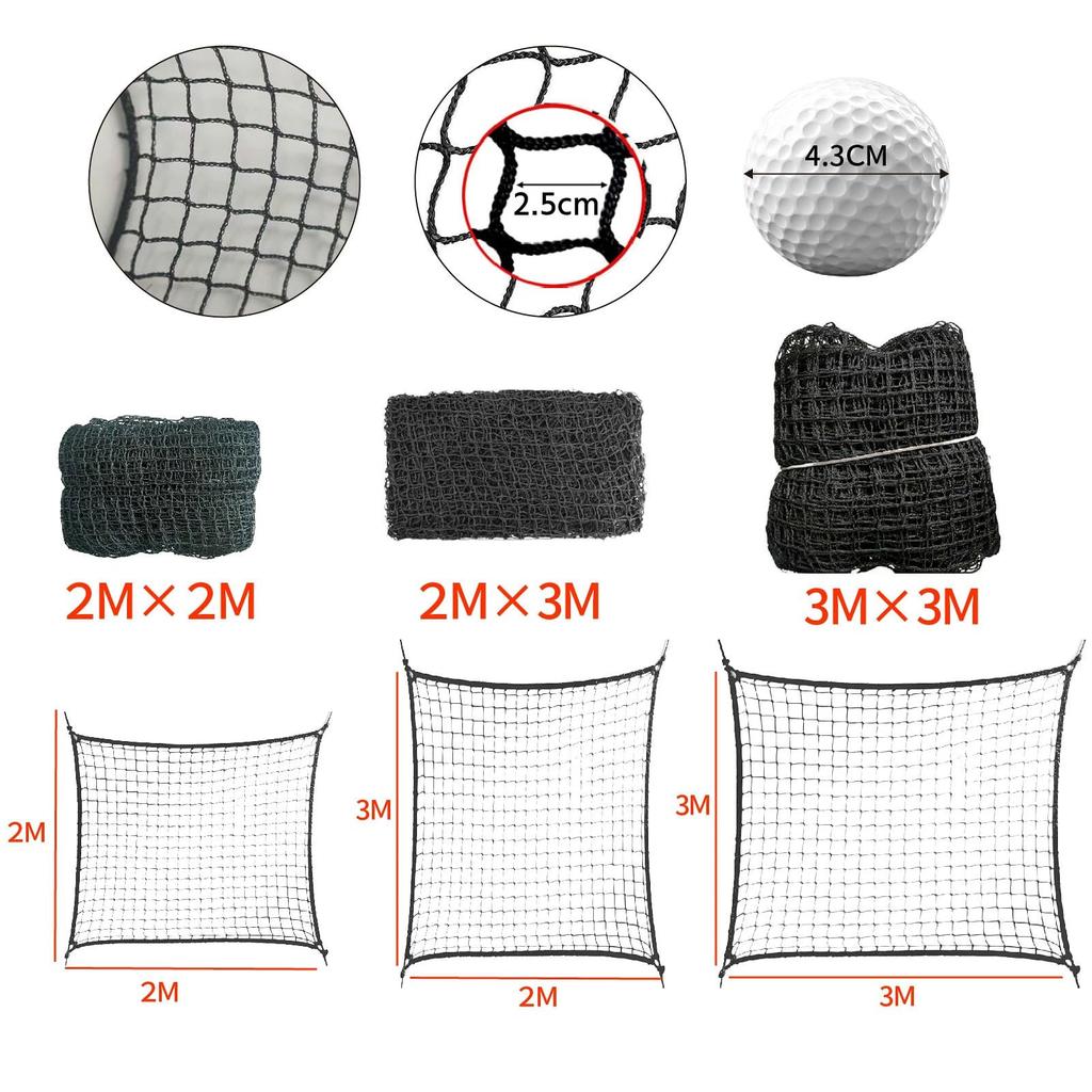Knotless golf practice net, suitable for golf driving ranges, swing practice, garages, baseball, tennis, soccer, and pitching practice. Large size